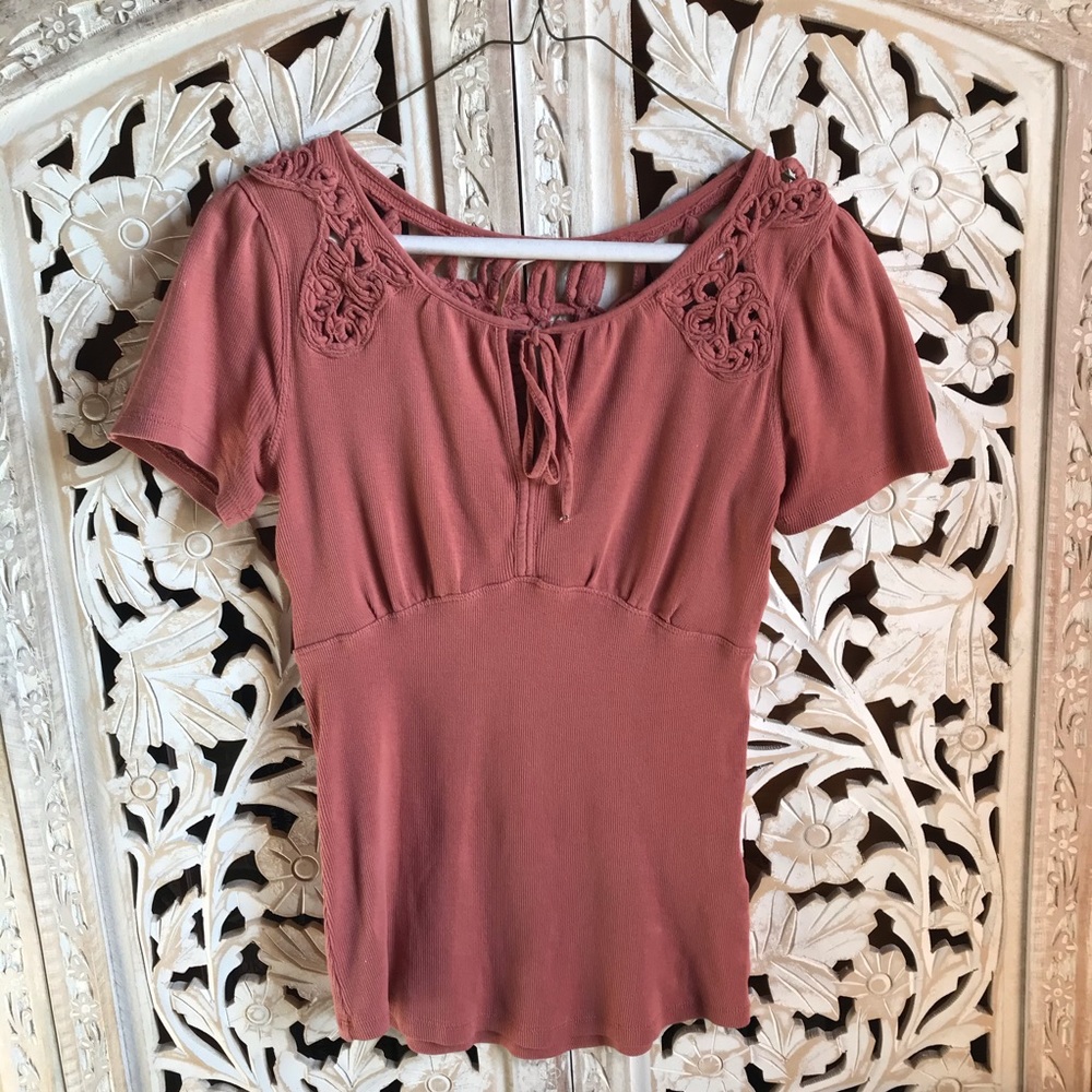 Free People Pink Stretch Blouse